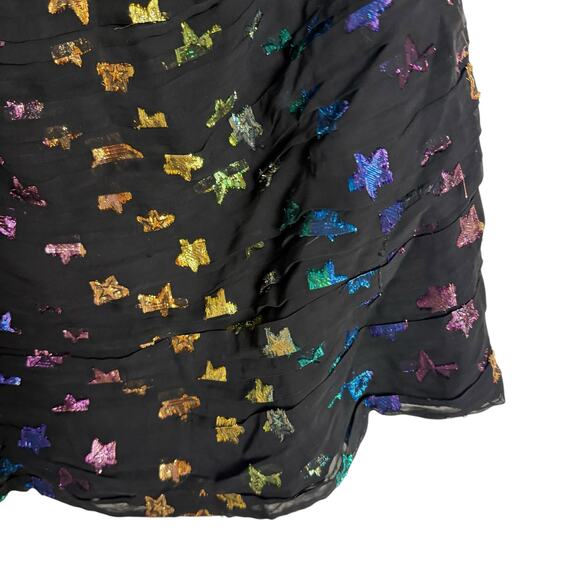 Shoshanna Ronnie Starry Night Black Rainbow Metallic Star One Shoulder Dress  6 - Picture 16 of 16